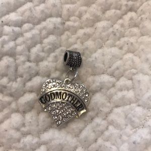 Silver and crystal god mother charm